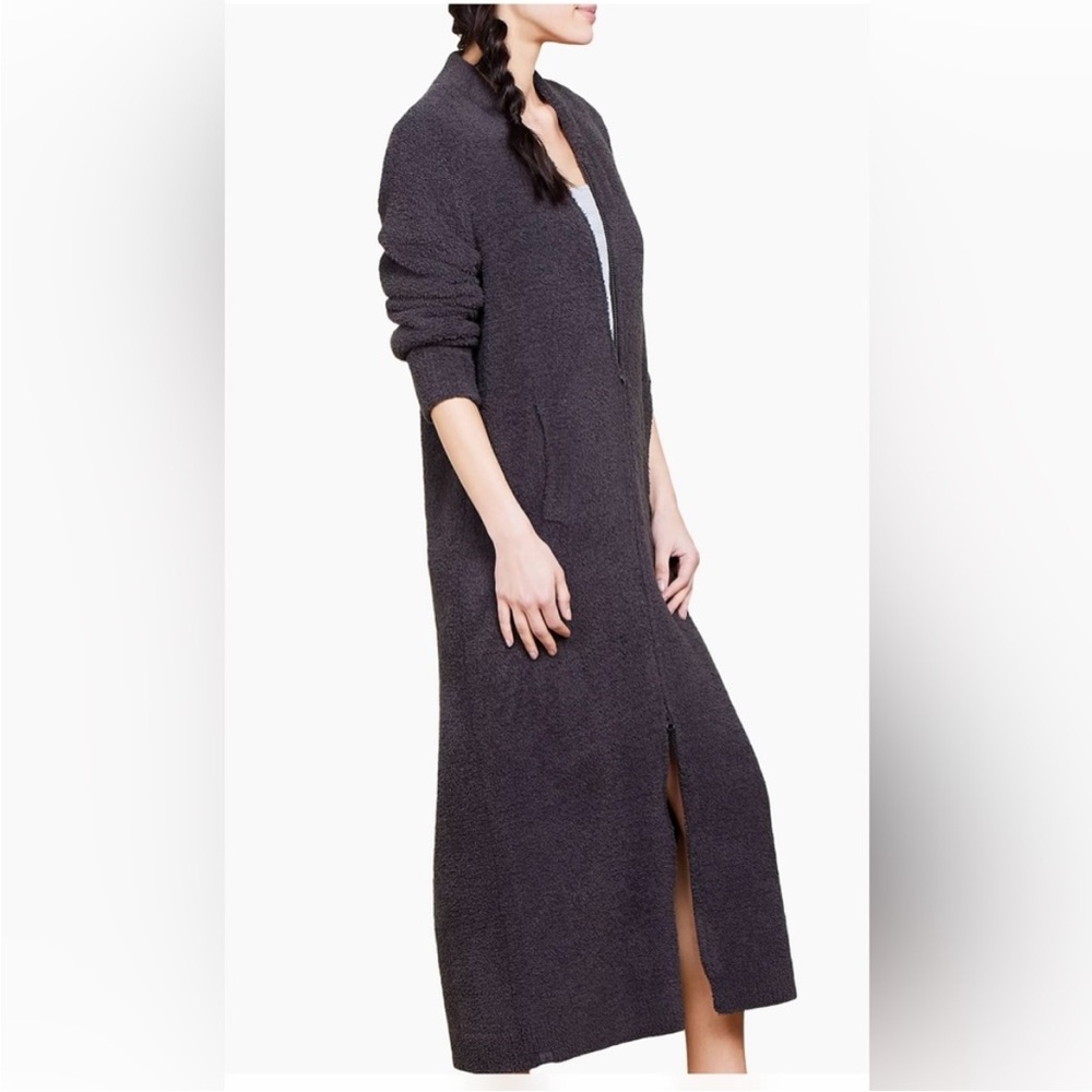 Barefoot Dreams Heather Charcoal Cozy Chic Full Length Zip Front Robe Size L/XL - Picture 3 of 7